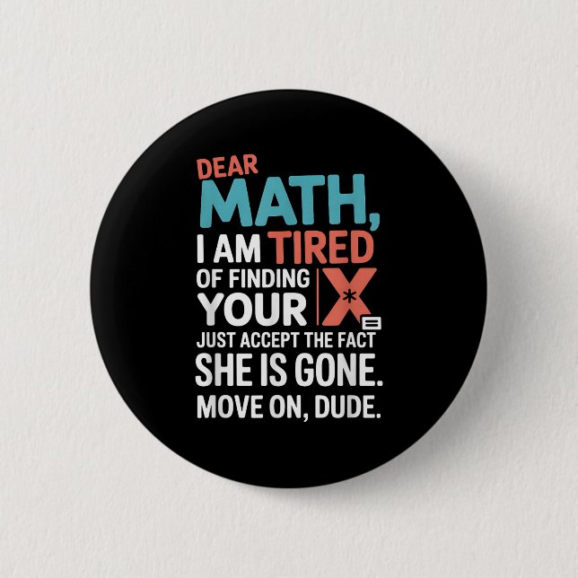 Funny Math Design For Boys Girls Math Teachers Men Button (Front)