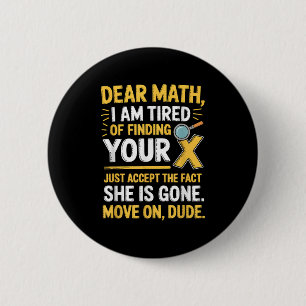 Funny Math Design For Boys Girls Math Teachers Men Button