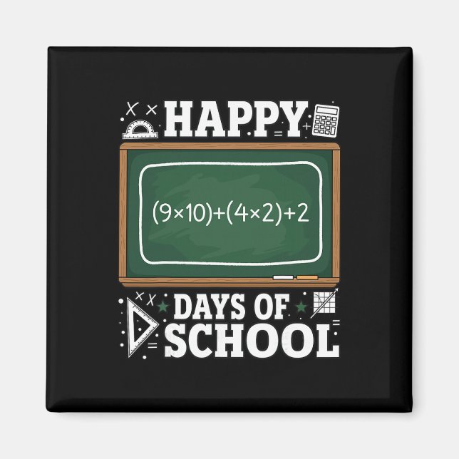 Funny Math Equation Happy 100 Days Of School Chalk Magnet (Front)