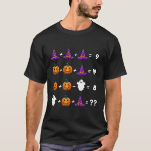 Funny Math Equation Pumpkin Hat Ghost Halloween T-Shirt