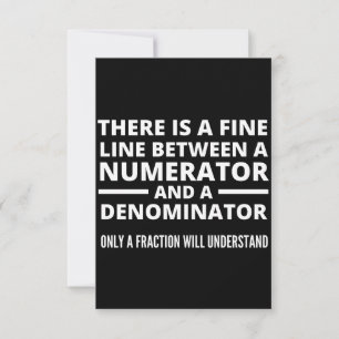 Funny Math FINE LINE NUMERATOR DENOMINATOR Note Card