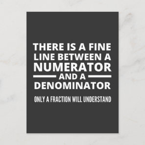 Funny Math  FINE LINE NUMERATOR DENOMINATOR Postcard