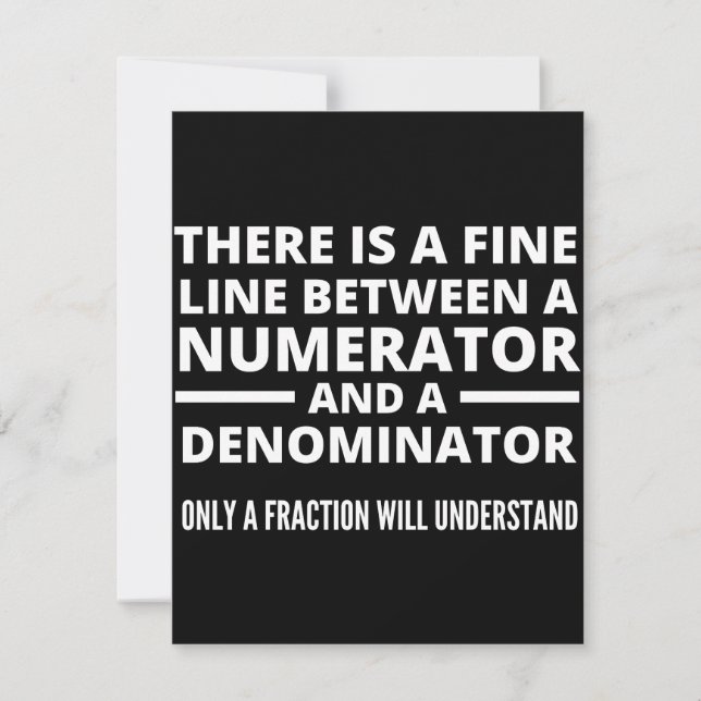 Funny Math  FINE LINE NUMERATOR DENOMINATOR Save The Date (Front)