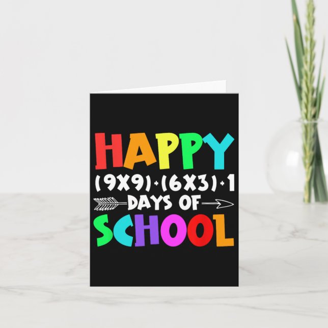 Funny Math Formula 100 Days Of School Boy Girl Tea Card (Front)