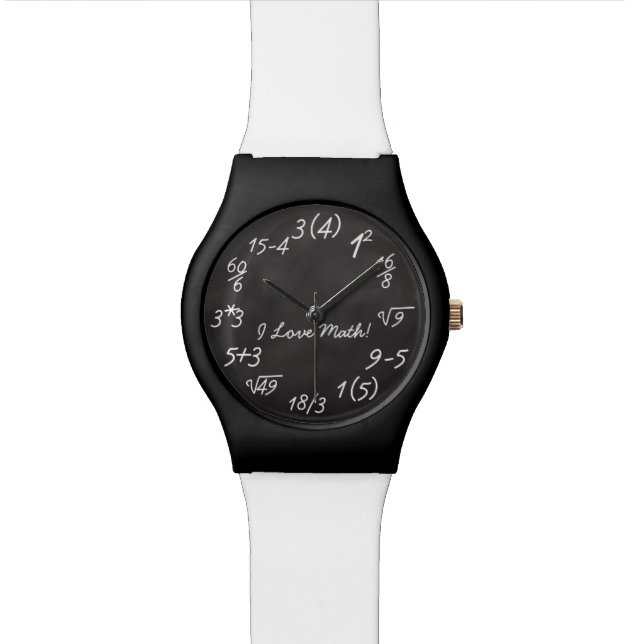 Funny Math Geek Chalkboard Equation Wrist Watch (Close Up)