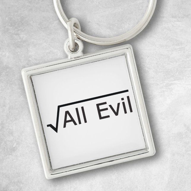 Funny Math Geek Keychain - Square Root of All Evil (Creator Uploaded)