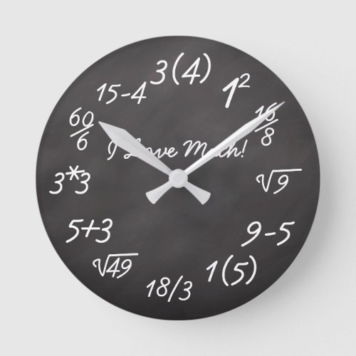 Funny Math Geek Round Clock