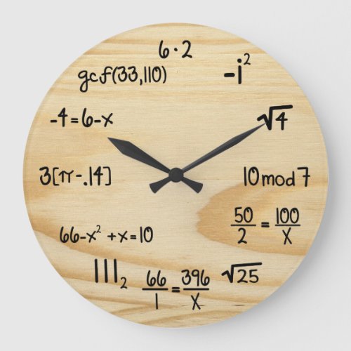 Funny Math Geek _ wood grain Large Clock