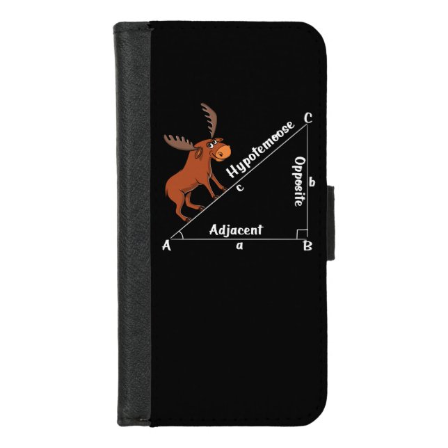Funny Math Hypotemoose Geometry Moose Joke Pun iPhone Wallet Case (Front)