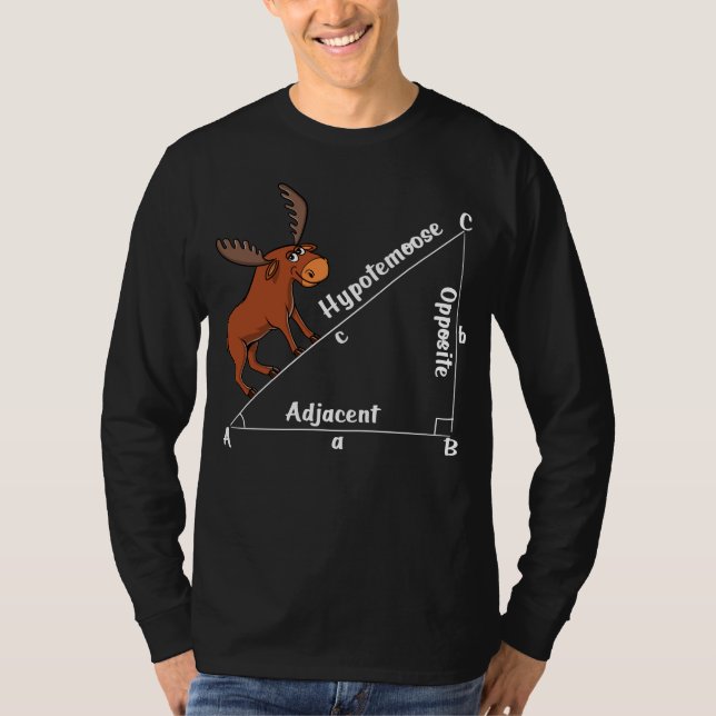 Funny Math Hypotemoose Geometry Moose Joke Pun T-Shirt (Front)