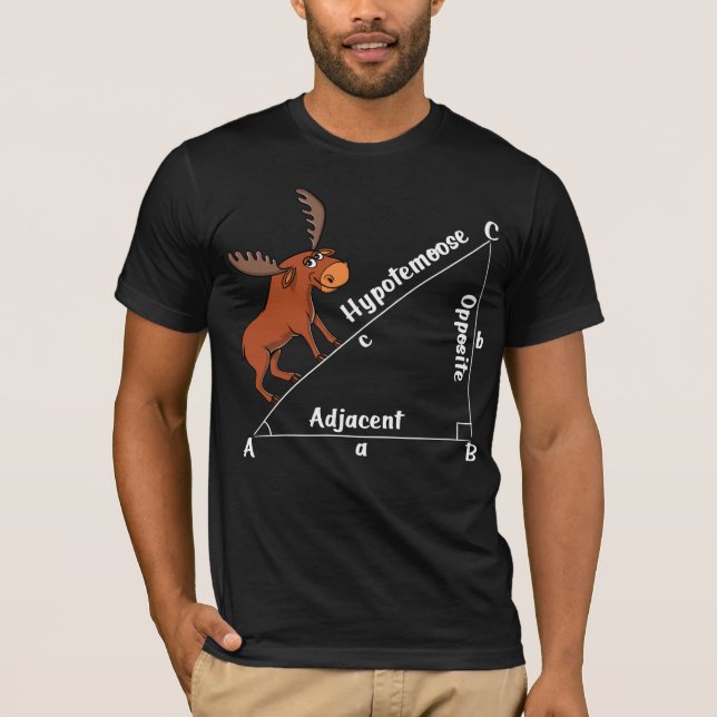 Funny Math Hypotemoose Geometry Moose Joke Pun T-Shirt (Front)