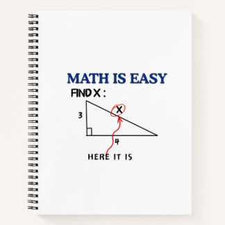 Funny Math Is Easy Find X Spiral Notebook
