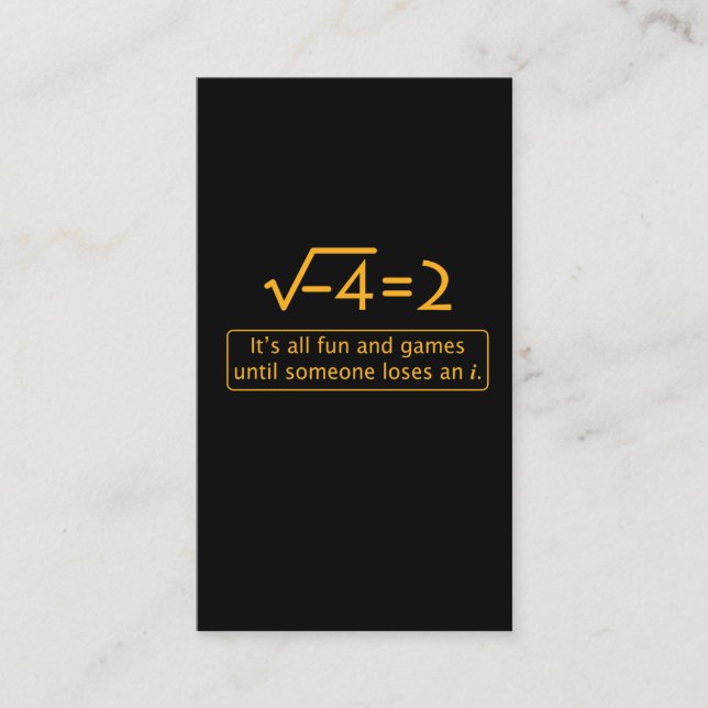 Funny Math Joke - imaginary number missing Business Card (Front)