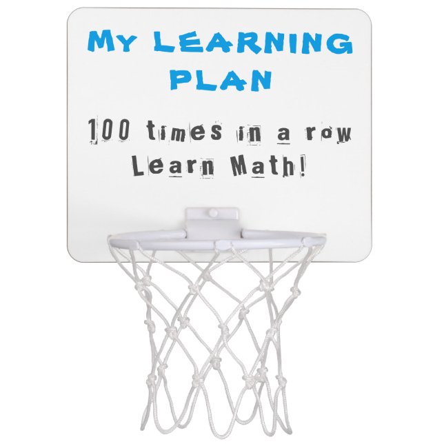 Funny Math Learning Plan Typography Student Mini Basketball Hoop (Front)