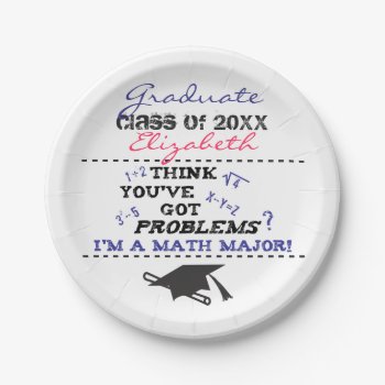 Funny Math Major Graduation Pink Name Paper Plate by BiskerVille at Zazzle