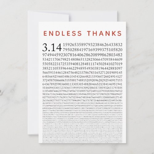 Funny Math Nerd Thank You Card Number Pi