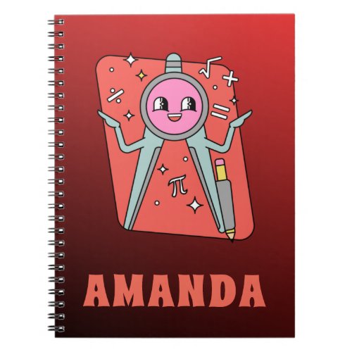 Funny Math Object Red Ombre Custom Name Trendy Fun Notebook
