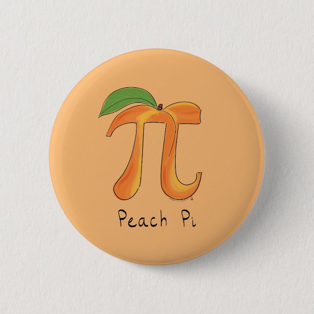 Funny Math Peach Pi Symbol Button (Front)