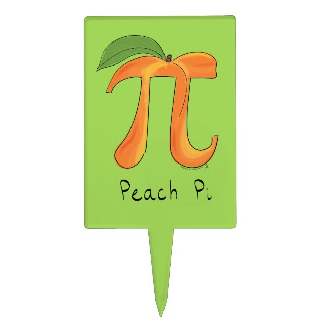 Funny Math Peach Pi Symbol Cake Topper (Front)