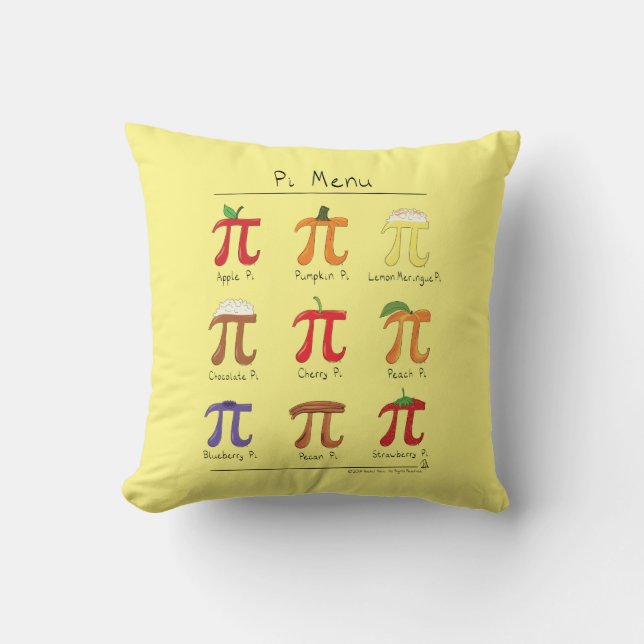 Funny Math Pi Day Menu Throw Pillow (Front)