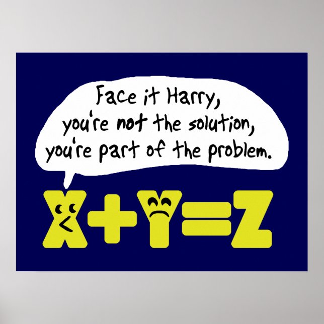 Funny Math Problem Blue Poster (Front)