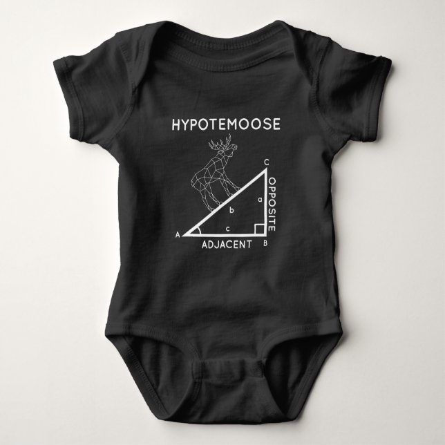 Funny Math Pun Moose Hypotenuse Mathematician. Baby Bodysuit (Front)