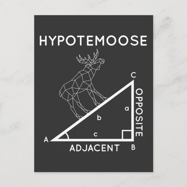 Funny Math Pun Moose Hypotenuse Mathematician. Postcard (Front)