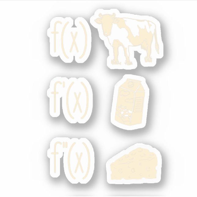 Funny Math Teacher Art For Women Cow Milk Cheese F Sticker (Front)