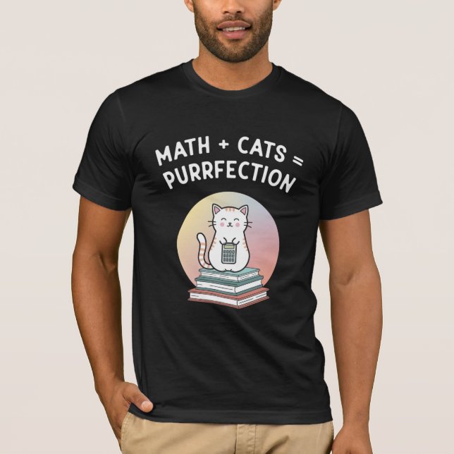 Funny Math Teacher Cat Pi Nerd Science T-Shirt (Front)