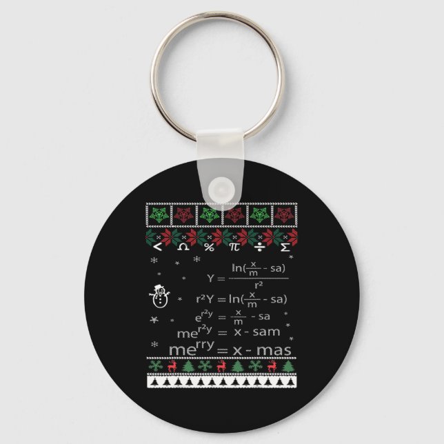 Funny Math Teacher Christmas Merry Xmas In Math Eq Keychain (Front)