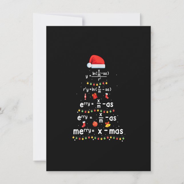 Funny Math Teacher Christmas Tree Merry Xmas Teach Invitation (Front)