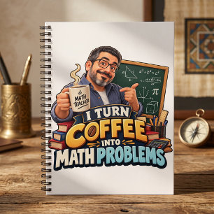 Funny Math Teacher Coffee Quote Cap Notebook