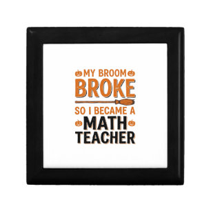 Funny Math Teacher Halloween Broom Broke Design_1 Gift Box