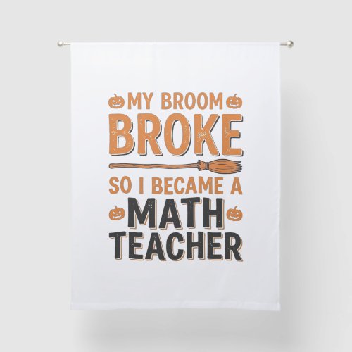 Funny Math Teacher Halloween Broom Broke Design_1 Sheer Curtains