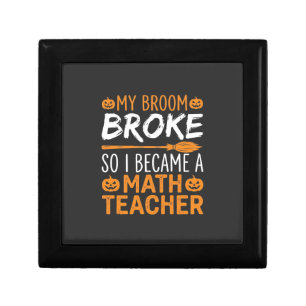 Funny Math Teacher Halloween Broom Gift Box