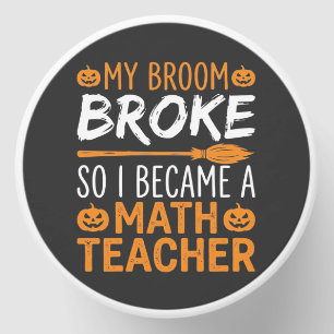 Funny Math Teacher Halloween Broom Mini Candle Favors