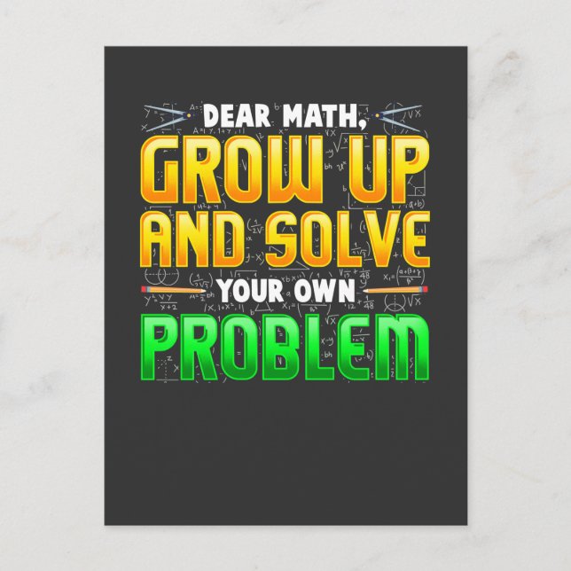Funny Math Teacher Homework Mathematics Problems Postcard (Front)