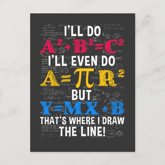 Funny Math Teacher Humor Algebra Mathematics Joke Postcard (Front)