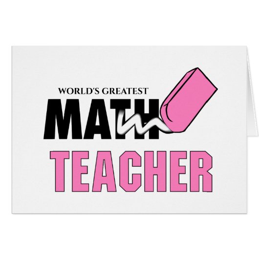 Funny Math Teacher Pink Eraser Cards (Front Horizontal)