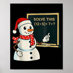 Funny Math Teacher Snowman Christmas Puzzle Winter Poster