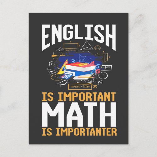 Funny Math Teacher Struggle English Problems Postcard