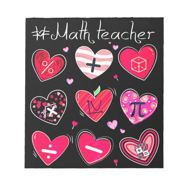 Funny Math Teacher Valentine's Day Pi Math Lover Notepad (Front)