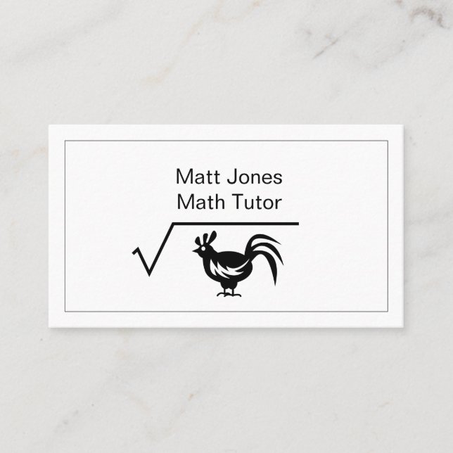 Funny Math Tutor or Teacher Square Root Of Chicken Business Card (Front)