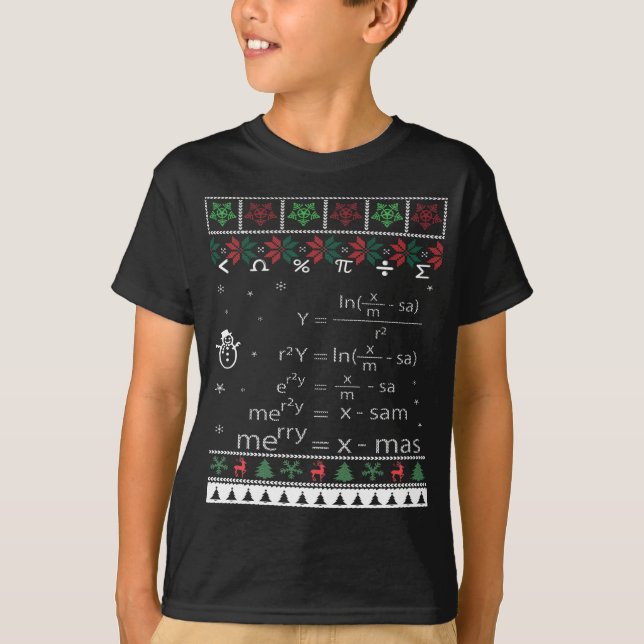 Funny Math Ugly Christmas Gift Merry Xmas in Math  T-Shirt (Front)
