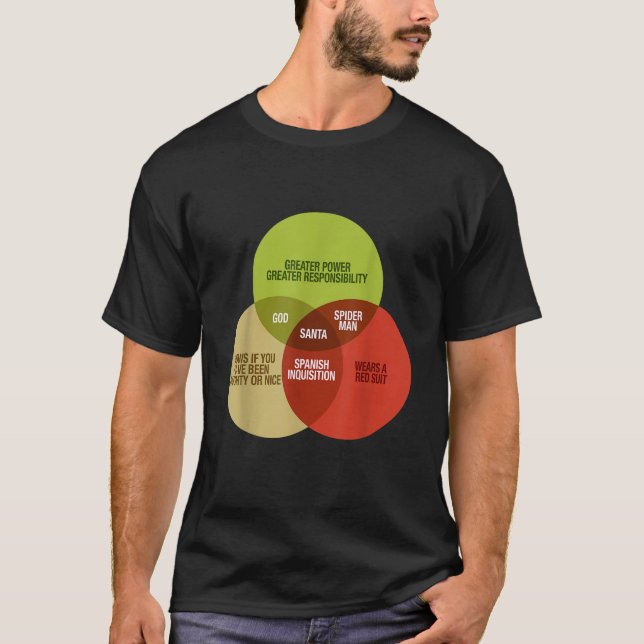 Funny Math Venn Diagram Meme Santa Knows Naughty O T-Shirt (Front)