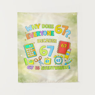 Funny Maths Number 67 Joke Poster for Kids Tapestry