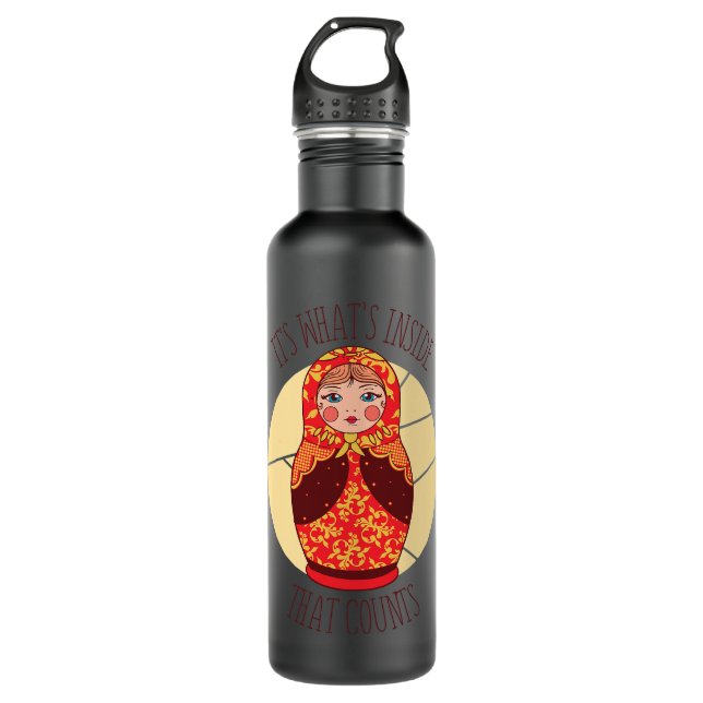 Funny Matryoshka Russian Nesting Dolls Stainless Steel Water Bottle (Front)