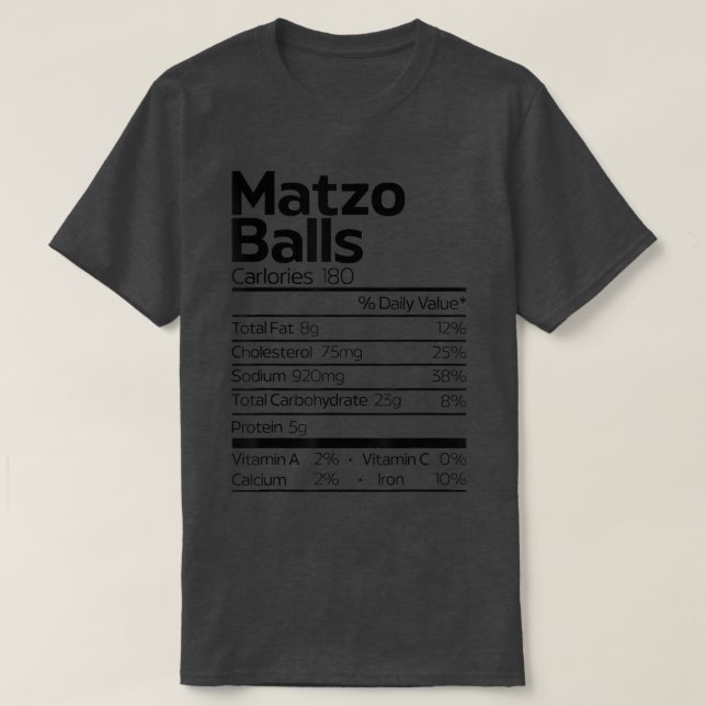 Funny Matzo Balls Nutrition Fact Christmas Hanukka T-Shirt (Design Front)