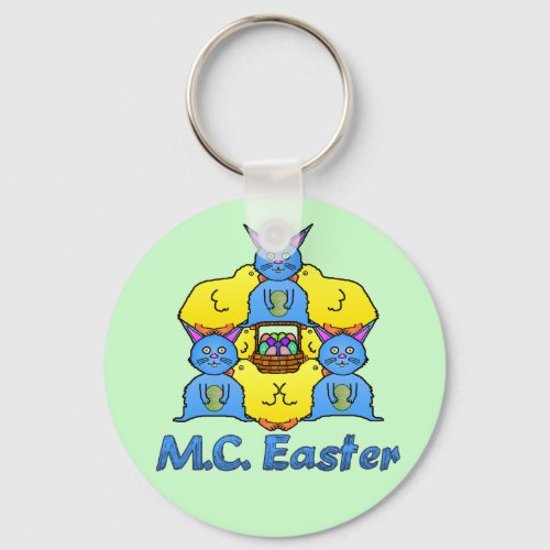 Funny MC Easter Bunnies Chicks Tessellation Keychain