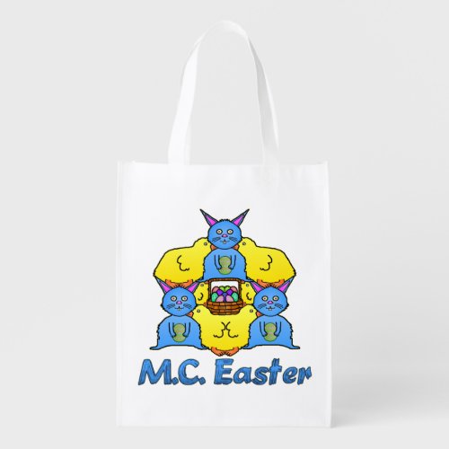 Funny MC Easter Bunnies Chicks Tessellation Reusable Grocery Bag